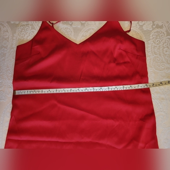 🌹The Drop Ana Silky Red Satin V- Neck Midi Slip Dress Medium, Valentine's Day🌹 - Picture 8 of 14